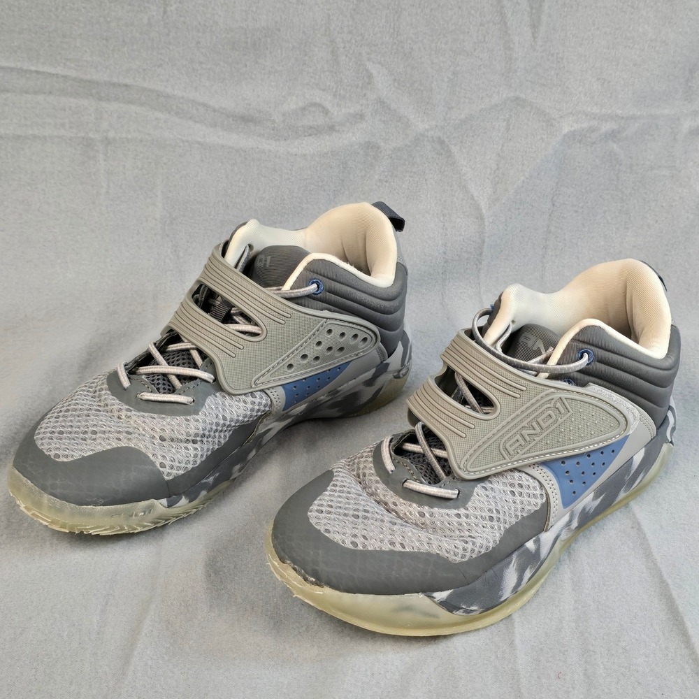 AND1 Boys Basketball Shoes Grey Blue Camo Midsole BMA124GX015 Size 6